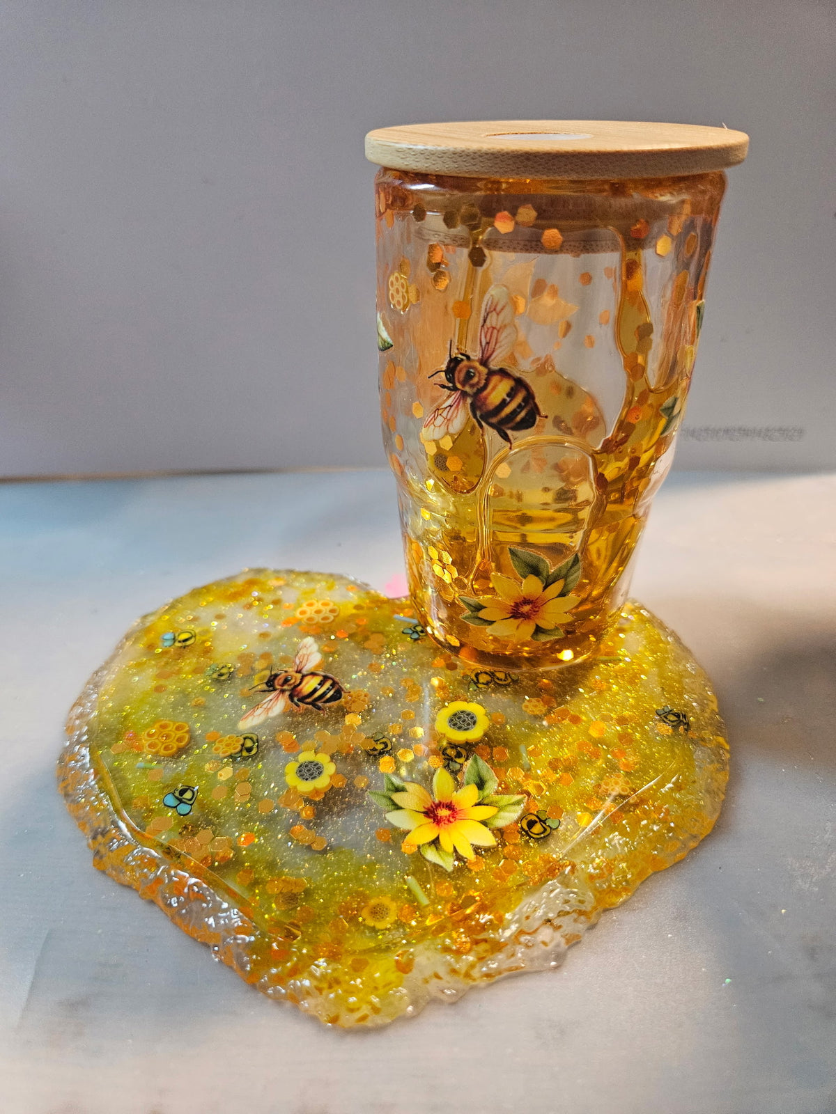 Honey Bee 3oz Snowglobe and Coaster Set