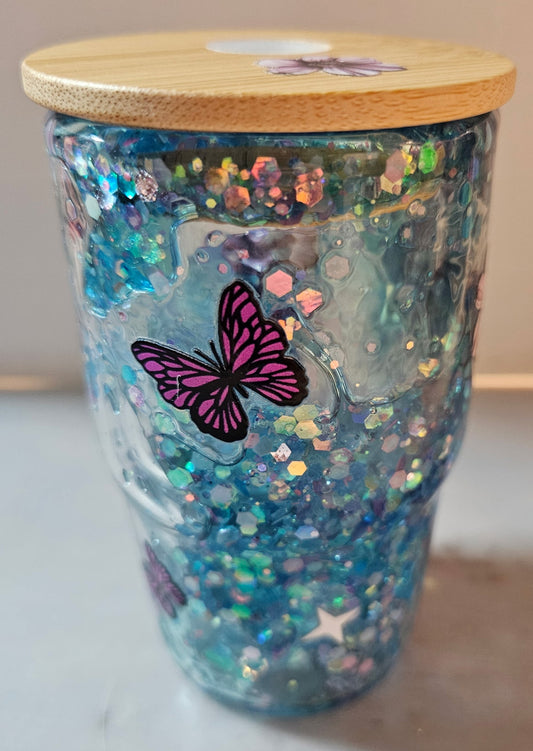 Blue Butterfly 3oz Snowglobe Glass