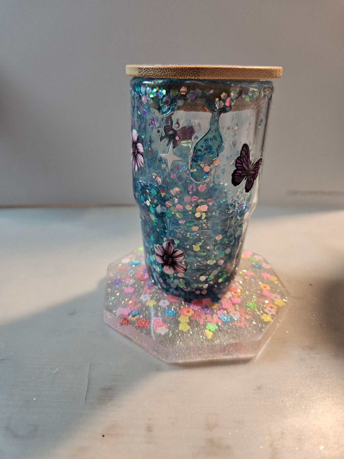 Butterfly 3oz Snowglobe and Coaster Set