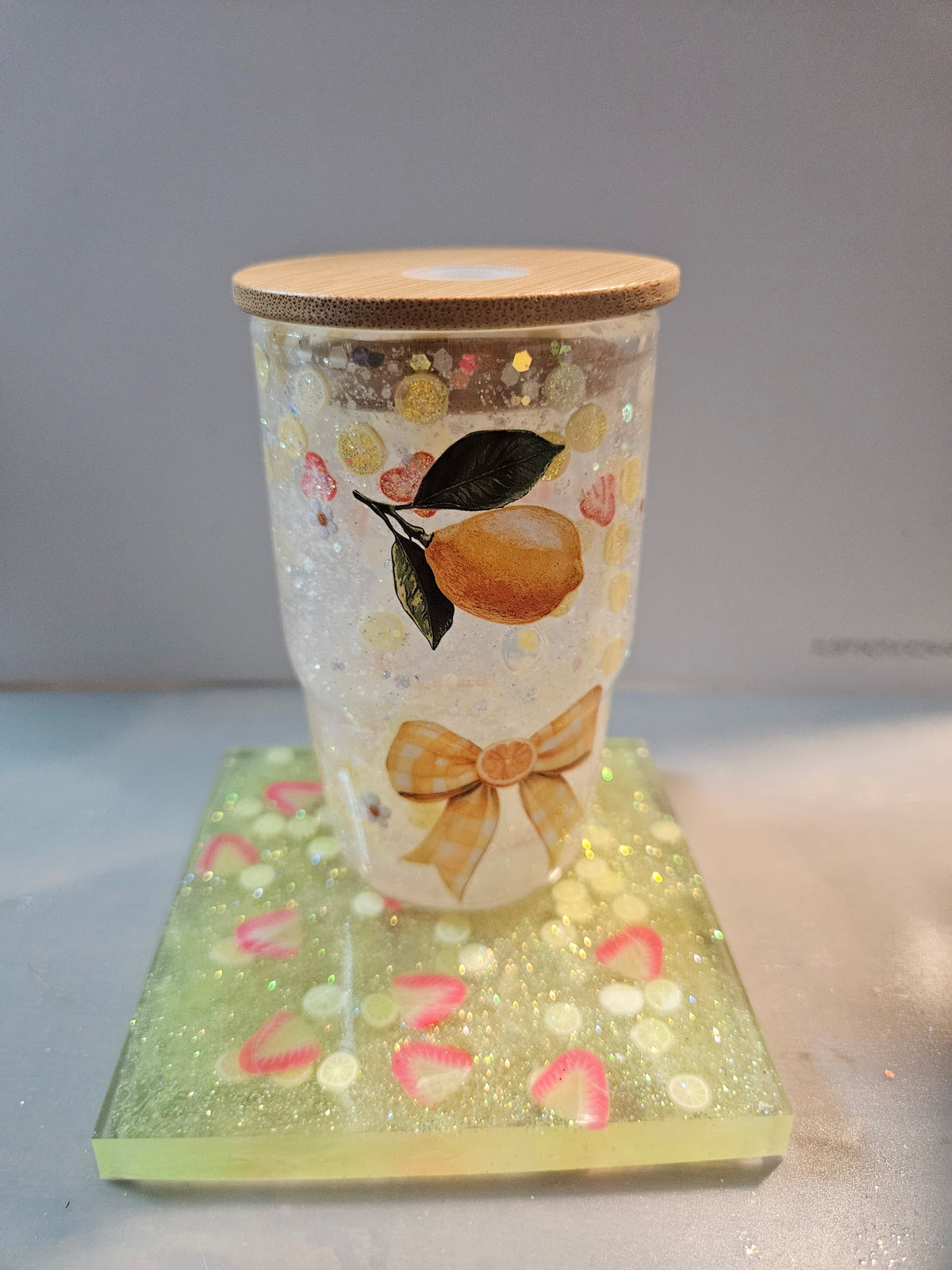 Lemon and Bow 3oz Snowglobe and Coaster