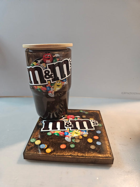 M&M 3oz Snowglobe and Coaster Set