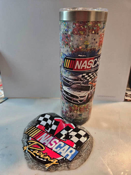 NASCAR 24oz Stainless Steel Snowglobe and Coaster Set